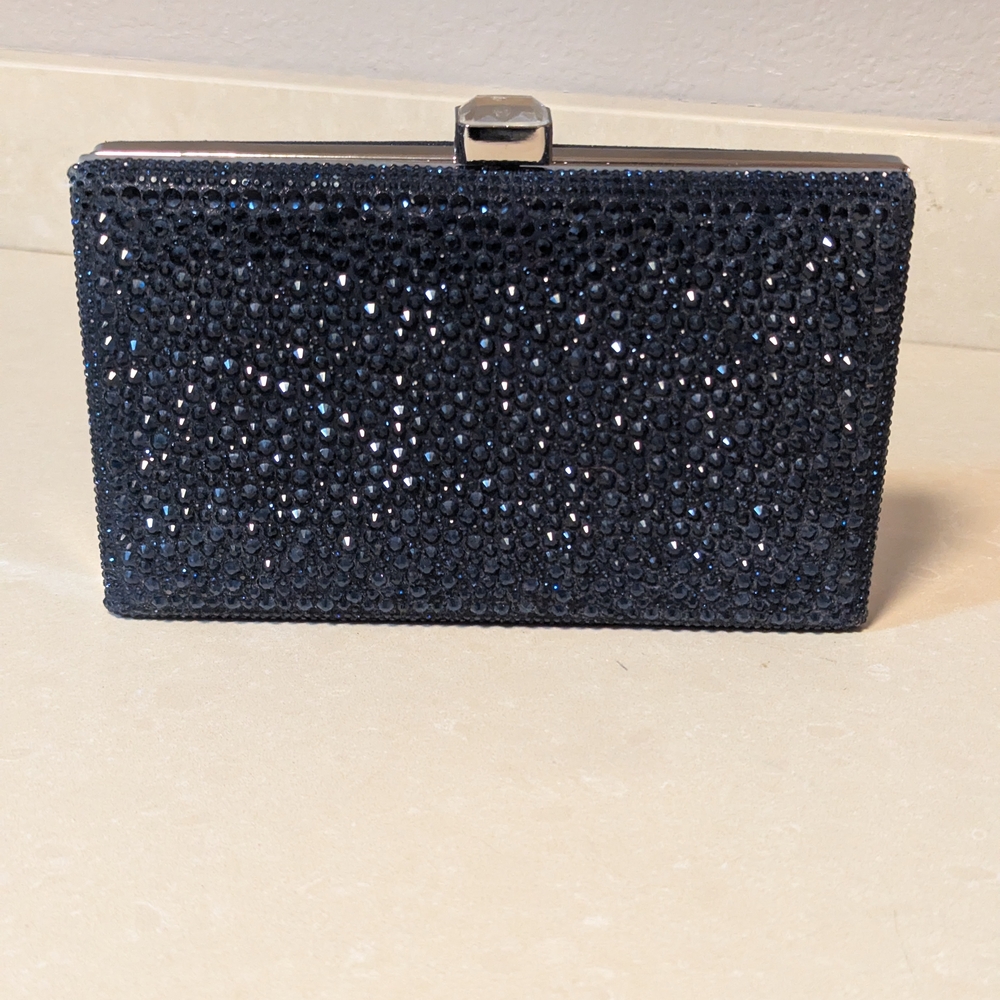 Elegant Dark Blue Crystal Clutch